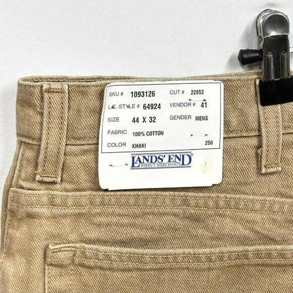 New Lands End Square Rigger Mens Khaki Pants Size 44W x 32L 100% Cotton - Picture 3 of 10